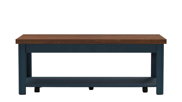 Mesa baja Nantucket Blue Denim con tapa Whiskey